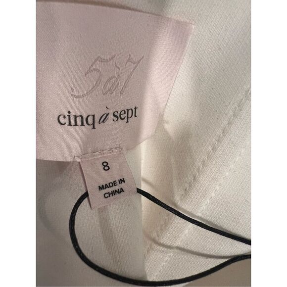 Cinq A Sept Women's Ivory & Black Colorblock Faye Halteneck Midi Dress Sz 8 NWT - Picture 7 of 9